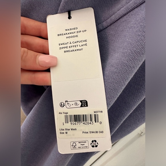 Washed Breakaway Zip Up Hoodie in Lilac Blue Wash - Picture 6 of 6